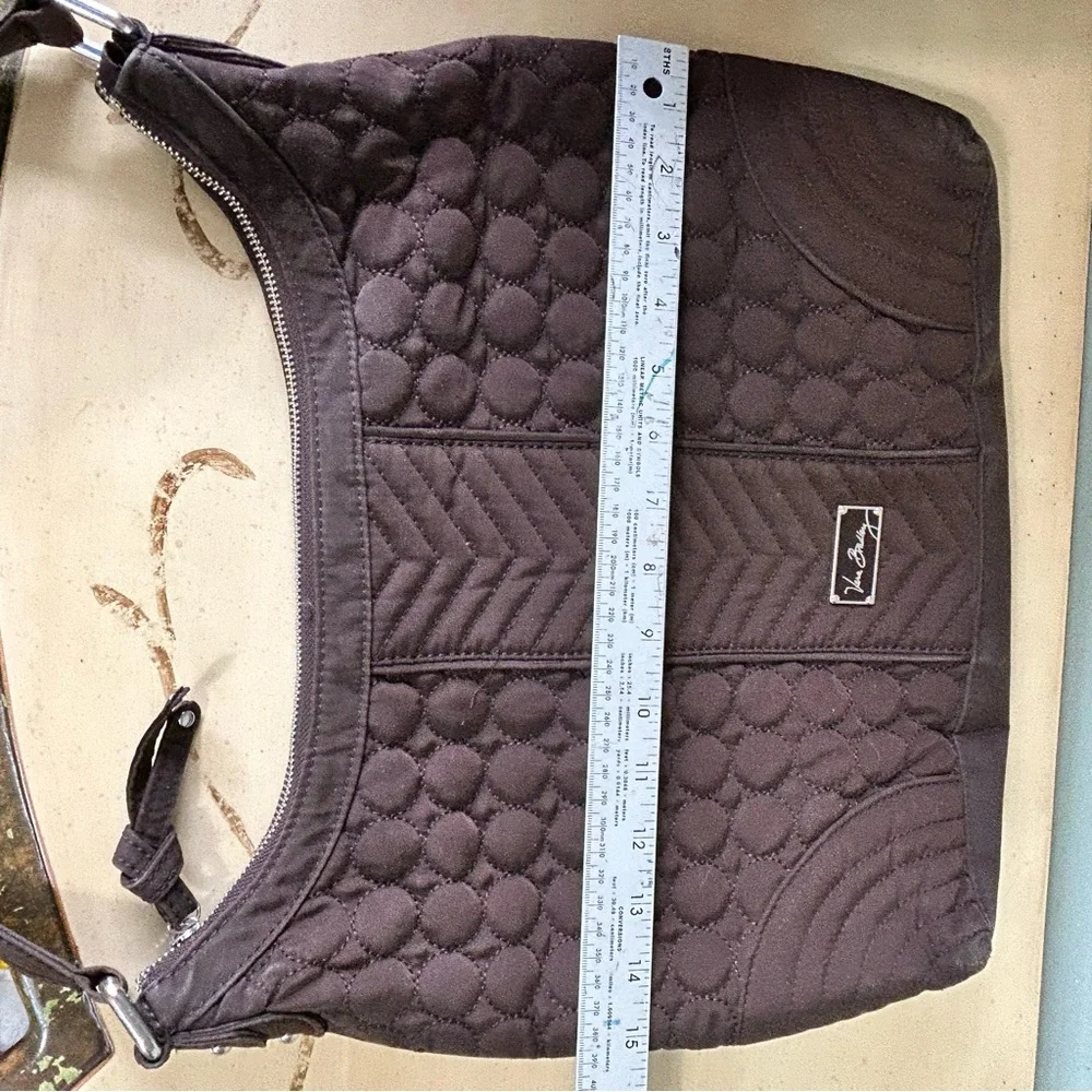 Vera Bradley Brown Quilted Floral Lined Hobo Purse Bag